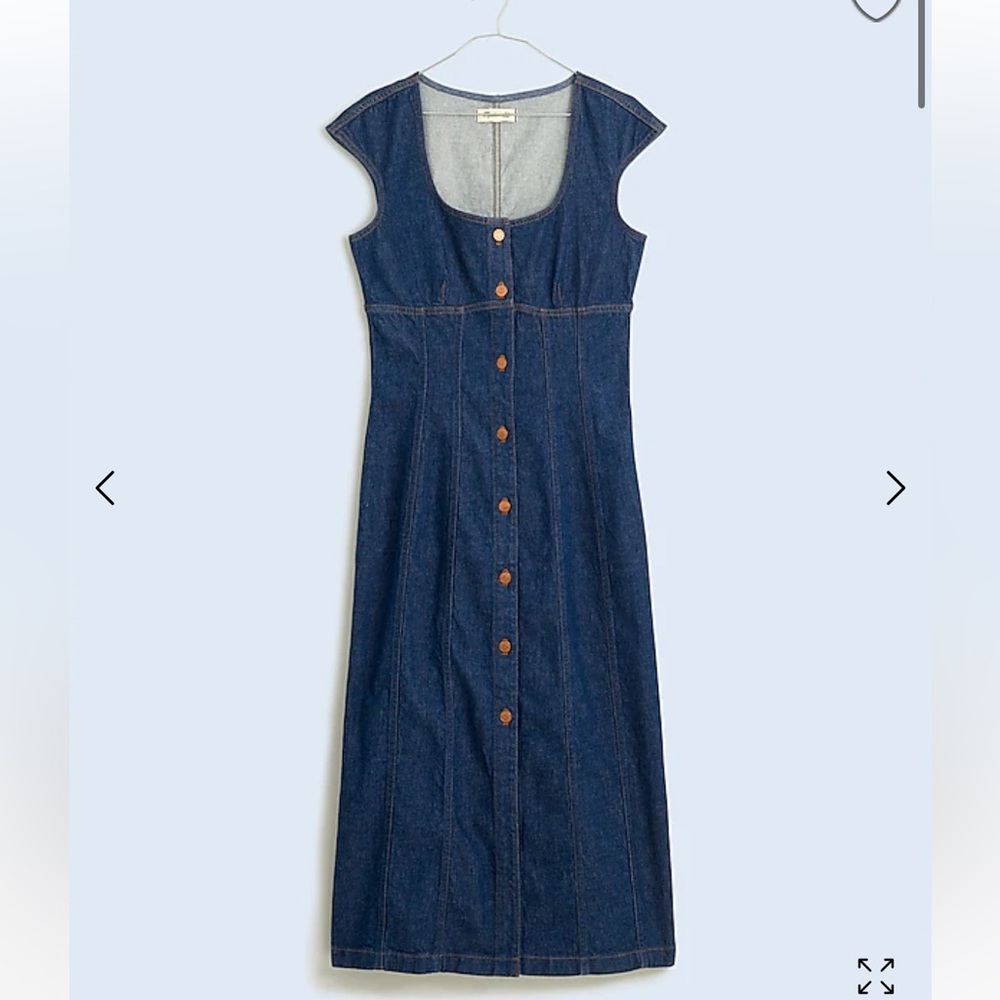 Denim Square-Neck Midi Dress in Benton Wash